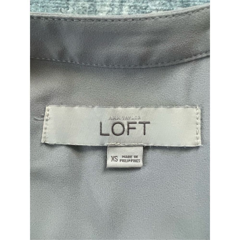 Ann Taylor Loft Cream Pink Gray Sleeveless Button Neck Blouse XS - Picture 3 of 7